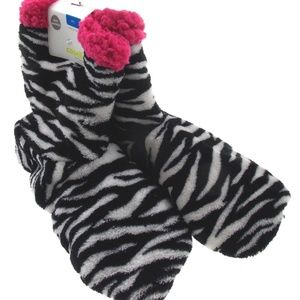 Zebra Print Pink Trim Slipper Boo